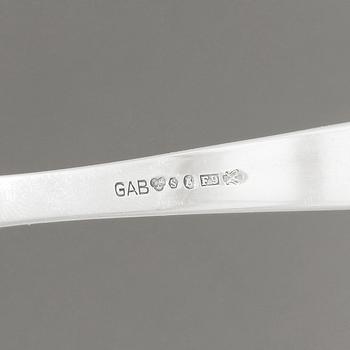 FISKBESTICK, 24 delar, silver, "Rosenholm", GAB. 1900-tal. total vikt ca 1010 gram.