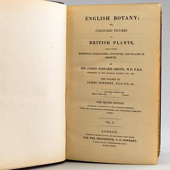 BÖCKER, 12 volymer, "English Botany", Sir James Edward Smith, James Sowerby, London, 1832-46.