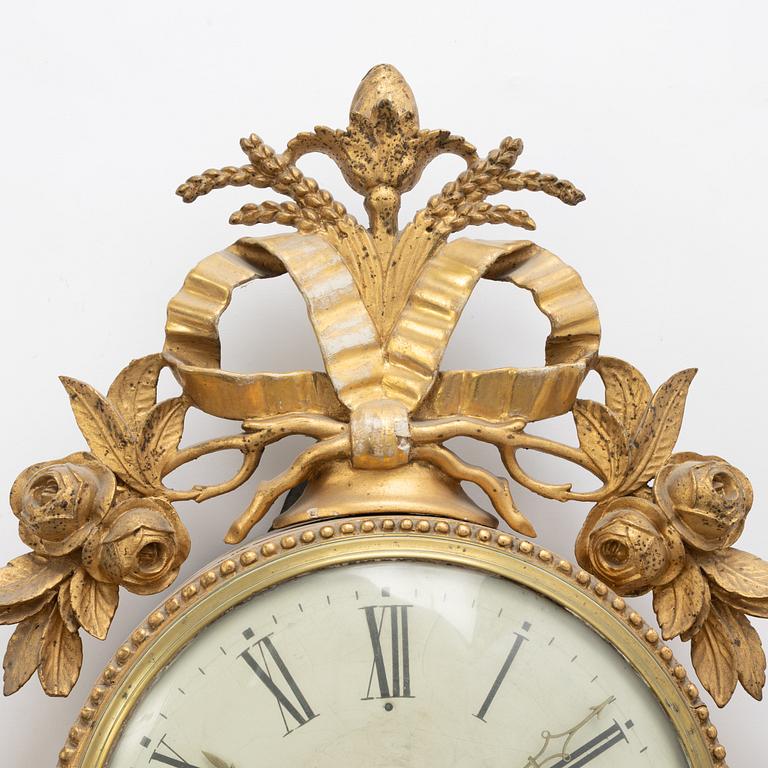 Wall clock, late Gustavian, late 18th century.