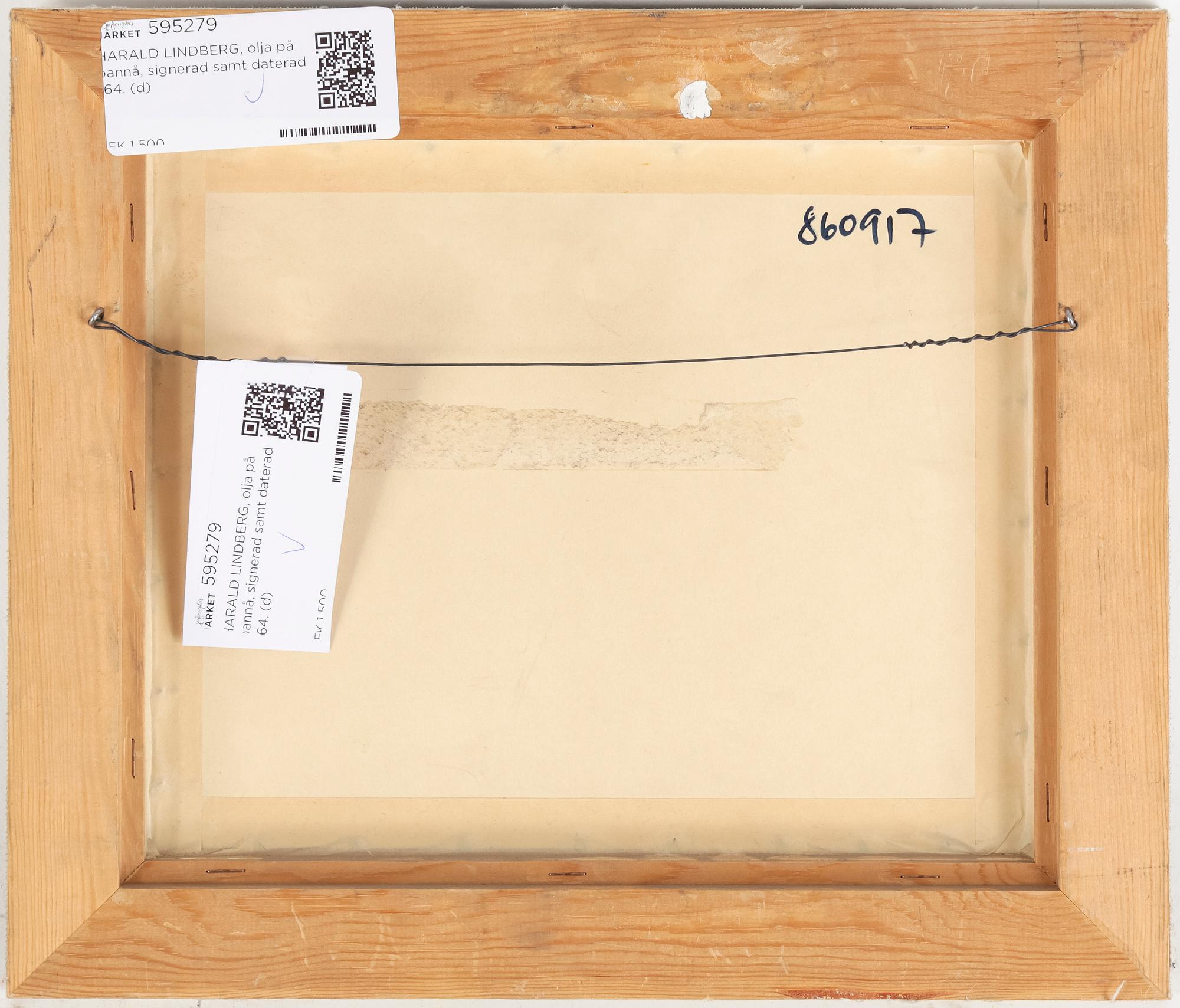 HARALD LINDBERG, olja på pannå, signerad samt daterad -64.