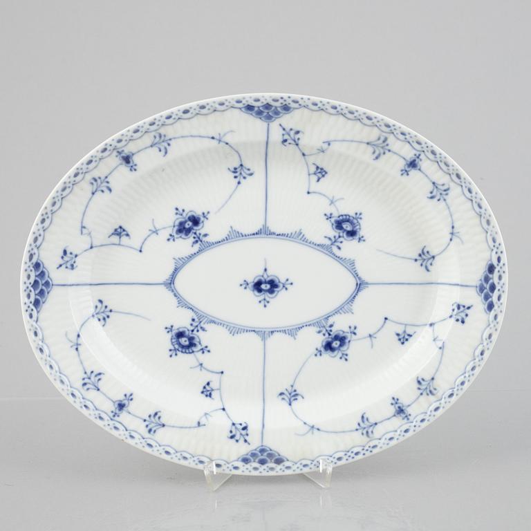 A  'Blue Fluted Half Lace' porcelain serving dish, Royal Copenhagen, model 532, 1949.