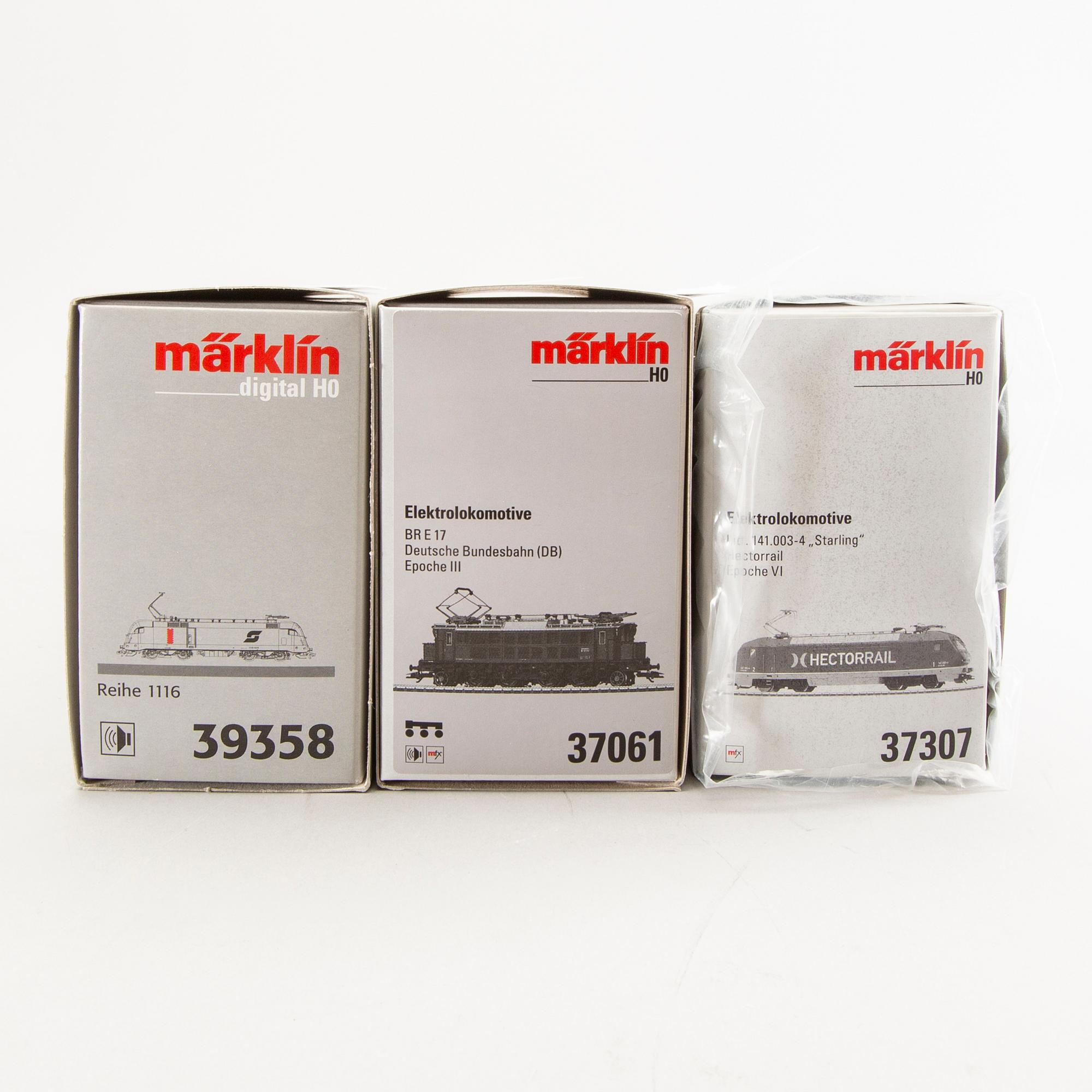 3 Märklin locomotives, 37061, 37307, 39358.