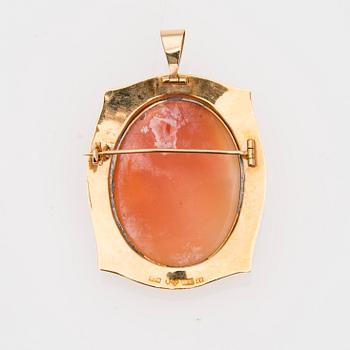 KAMÉ HÄNGE / BROSCH, 18K guld, Hildur Johnson Juvelerare, Stockholm 1950.