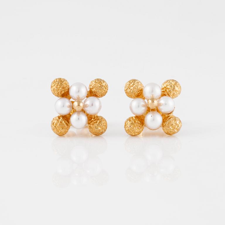 ÖRHÄNGEN, ett par, "Pearlflower", Björn Weckström, Lapponia.