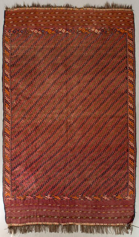 A semaintique/antique Soumak carpet a 343 x 236 cm.