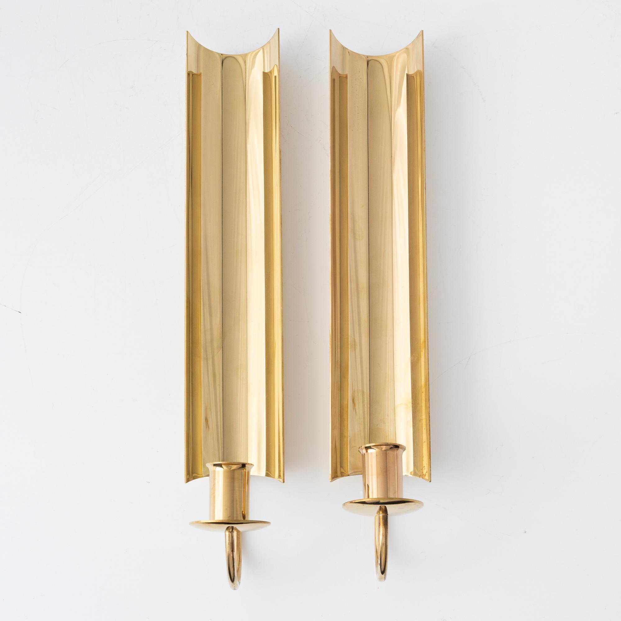 Pierre Forssell, a pair of 'Reflex' brass wall sconses, Skultuna.