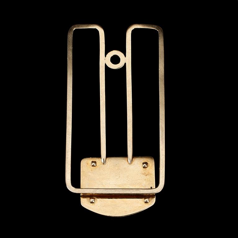 SEDELKLÄMMA, 18k guld, monogram "JHC" med åttkantslipade diamanter. Vikt 28g.