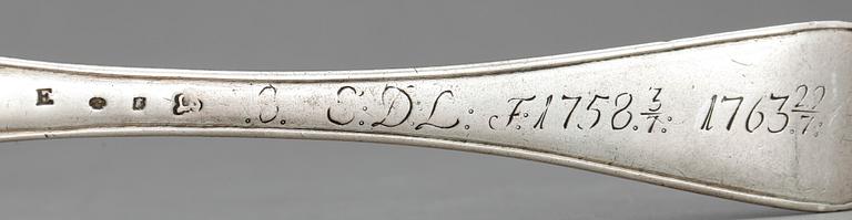 BEGRAVNINGSSKED, silver, Lorens Stabeus, Stockholm 1763. Vikt ca 71 gram.