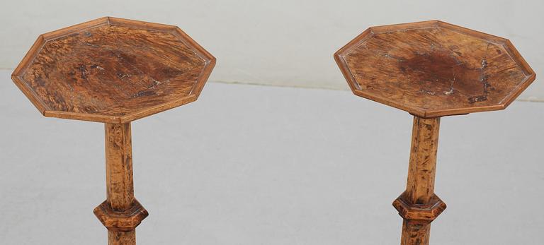 A pair of Swedish late Baroque 18th century candle stands.