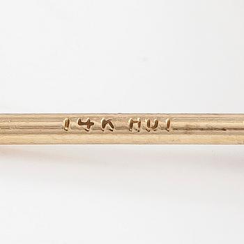 Korvakorut, pari, n. 14K kultaa, tansaniitteja sekä timantteja yht n. o.18 ct.