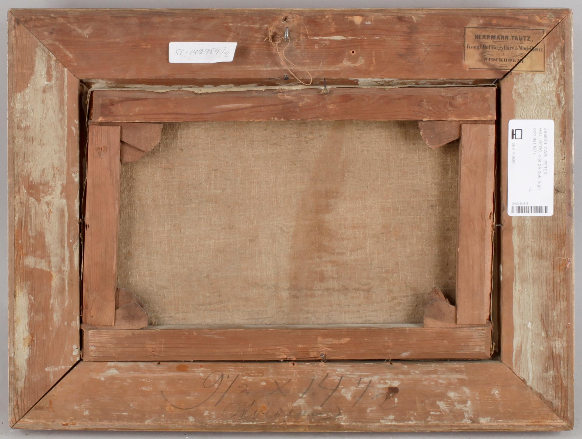 CARL PETER HALLBERG, olja på duk. Sign och dat 1871.