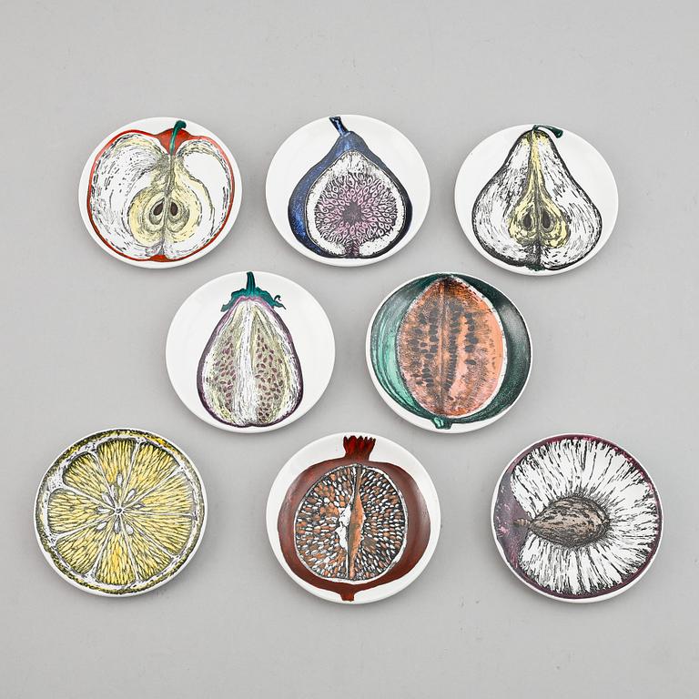Piero Fornasetti, eight ceramic coasters, Milan, Italy.