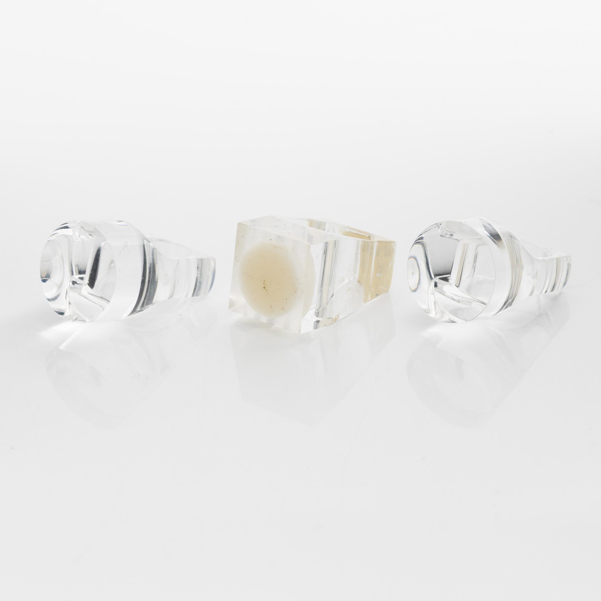 Siv Lagerström, three acrylic rings, 1970s.