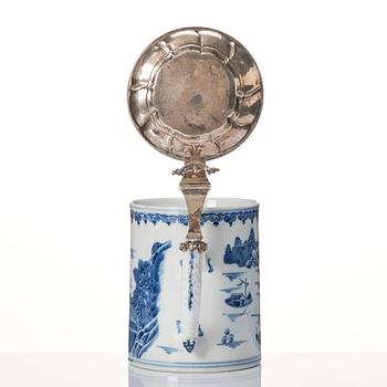 A blue and white Chinese Export silver mounted tankard, Qing dynasty, Qianlong (1736-95). Bergen, Norway 1783.