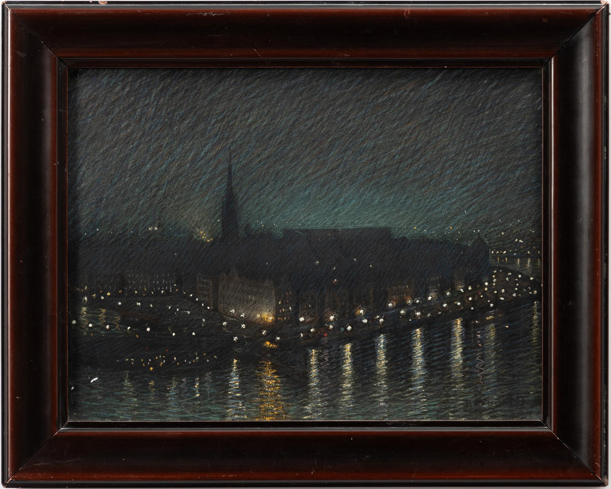 Per Collijn, Stockholmsvy från Söder i skymning.