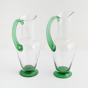 Gunnar Cyrén, kannor, 2 st, glas, "Nobel",  Orrefors, sent 1900-tal.