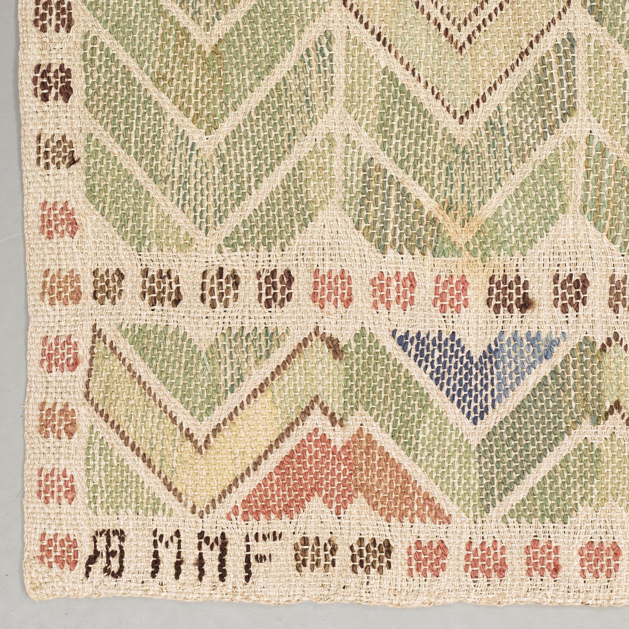 DRAPE. "Rågen". Flat weave. 187 x 130,5 cm. Signed AB MMF.
