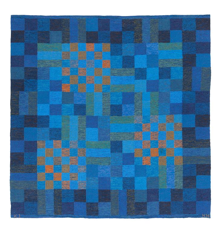 Karin Jönsson, a carpet, flat weave, 204 x 198 cm, signed KJ KH.