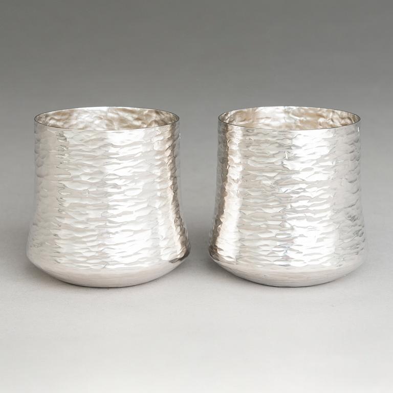 TAPIO WIRKKALA, A set of six silver beakers, marked TW, Kultakeskus, Hämeenlinna, Finland 1975-76.