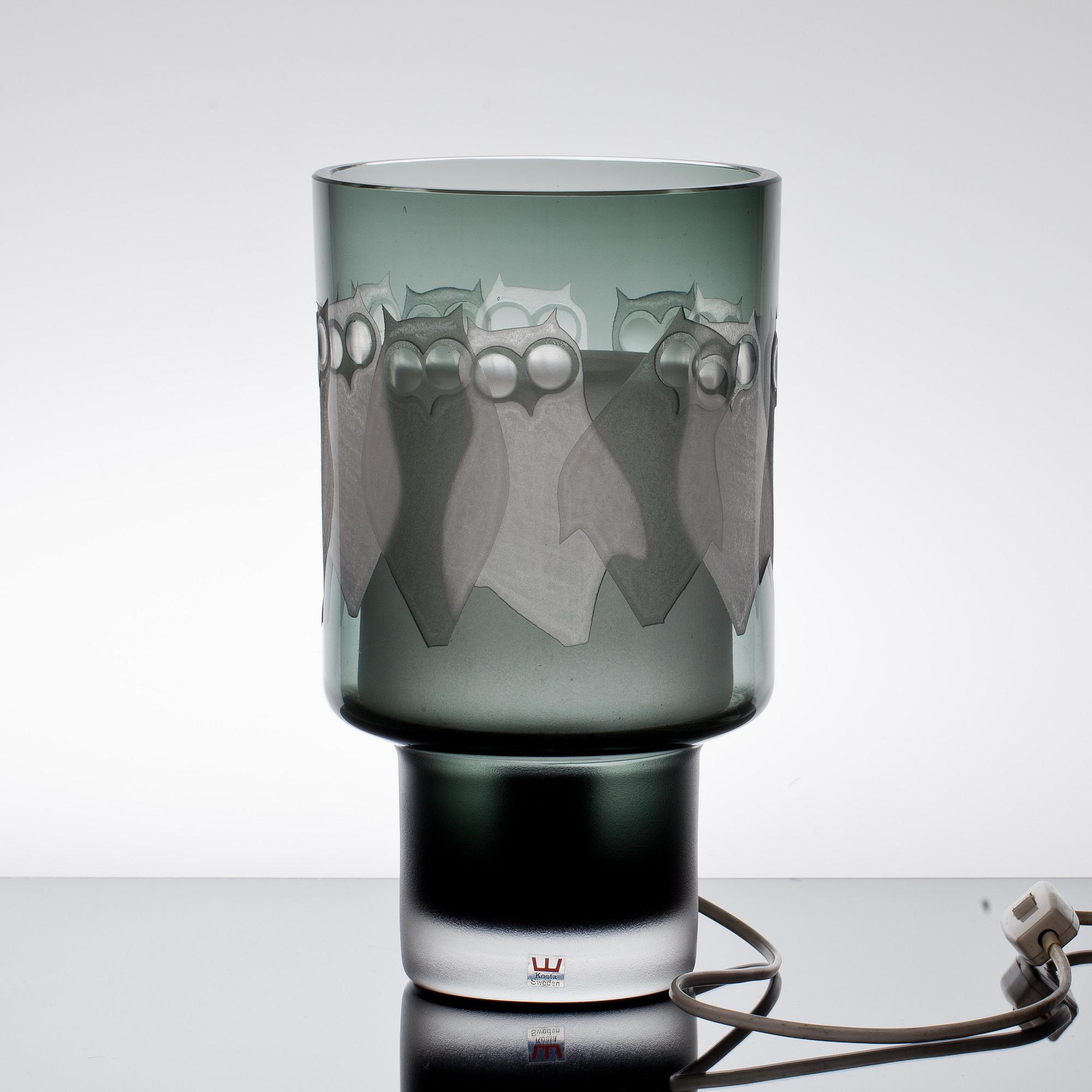 BORDSLAMPA, glas, Ove Sandeberg, Kosta. 1960/70-tal.