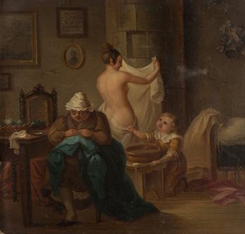 Unknown artist 18th/19th century, Sowing in the home.