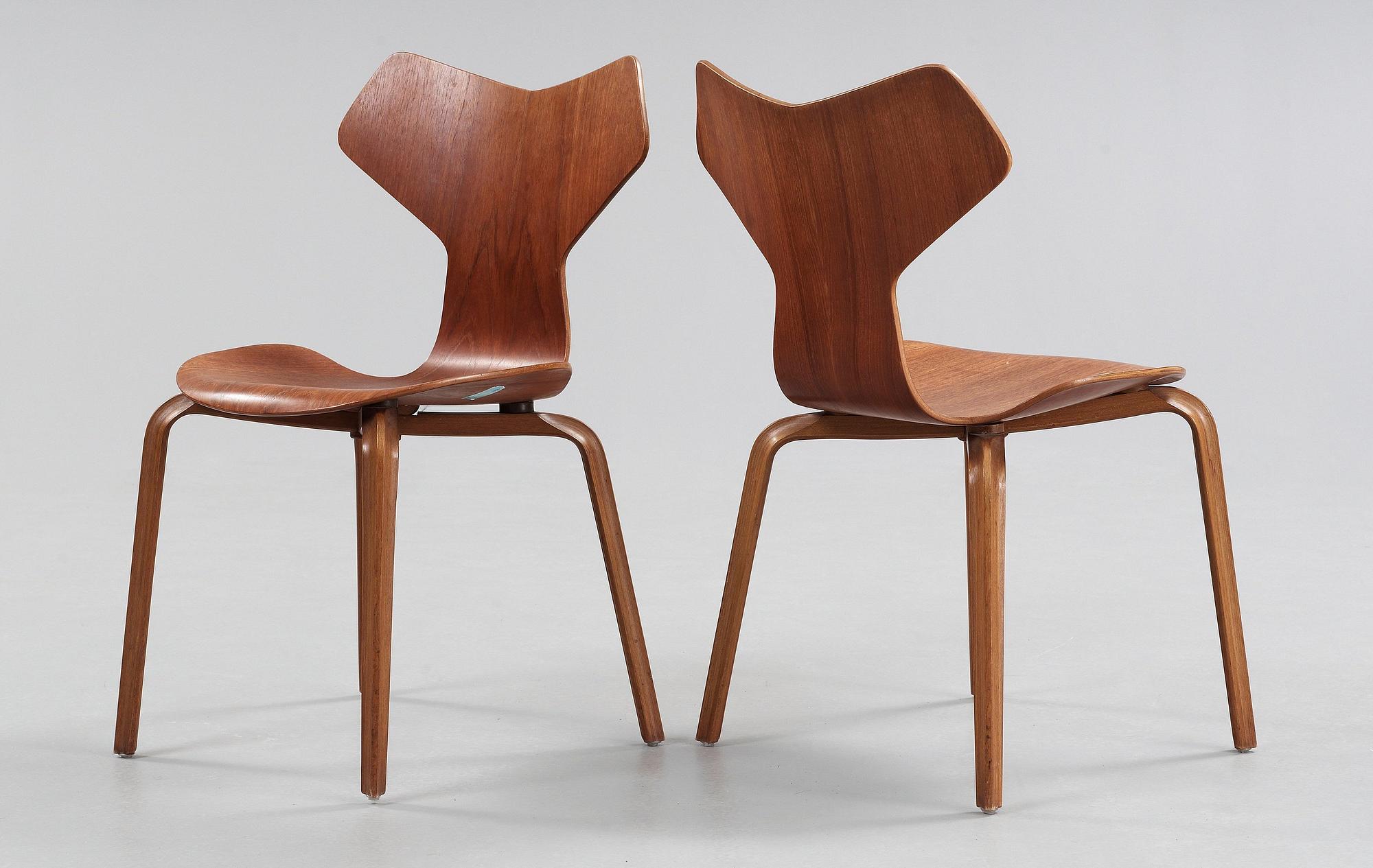 STOLAR, 6 st, "Grand Prix", Arne Jacobsen, Fritz Hansen, Danmark, sannolikt 1950-60-tal.