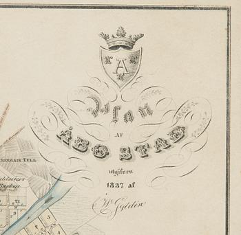 Karta, Åbo, litografi, C.W. Gyldén, F Tengström, utgiven 1837.