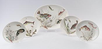 FISKSERVIS, 9 delar, porslin, "Fish", Johnson Bros, England.