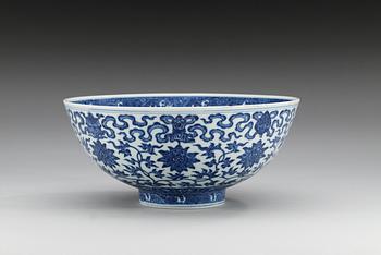 A blue and white bowl, seal mark and period of Qianlong (1736-95).