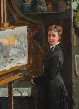Unknown artist, 19th century. Female artist in her studio.