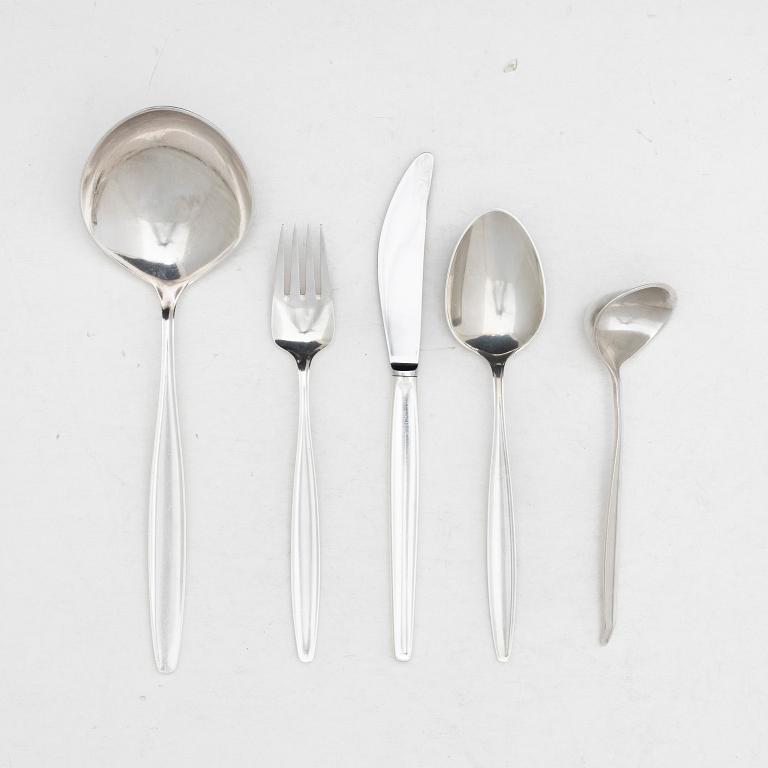 Tias Eckhoff, a 23-piece sterling silver flat ware set, 'Cypress', Georg Jensen, Denmark.