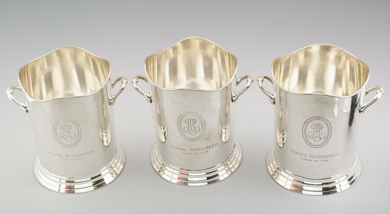CHAMPAGNEKYLARE, 3 st, nysilver, 1900-/2000-tal.