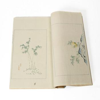 十竹齋書畫譜 四開 木版畫 A complete collection of Ten-Bamboo Studio decorative letter papers, Rongbaozhai in Beijing in 1952.