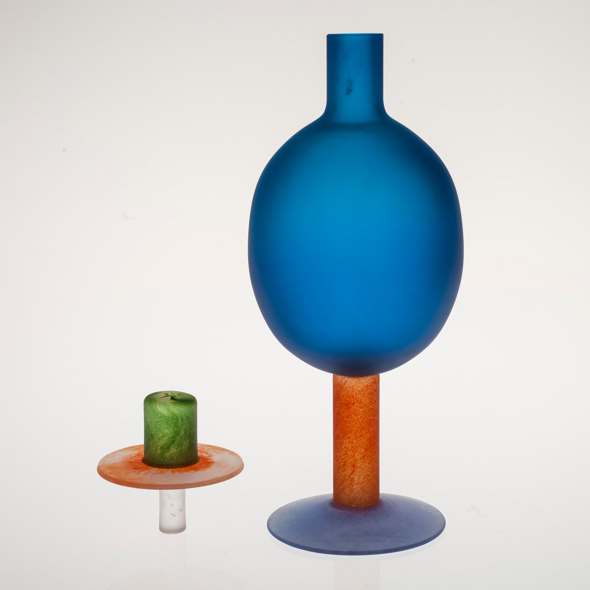 FLASKA, glas, signerad Oiva Toikka, Nuutajärvi.