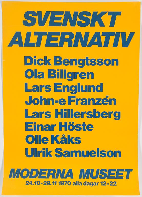 MODERNA MUSEET, utställningsaffischer, 7 stycken, 1960 - tal och framåt.