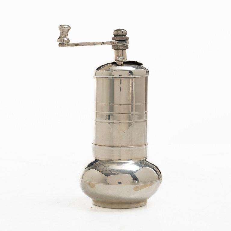 Pepper mill, silver, 20th century.
