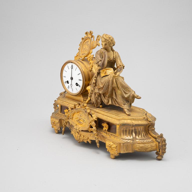 A Louis XVI-style ormolu and parcel gilt mantel clock, mid 19th Century.