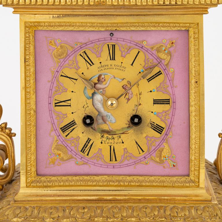 A Louis XVI style mantle clock, late 19th century.