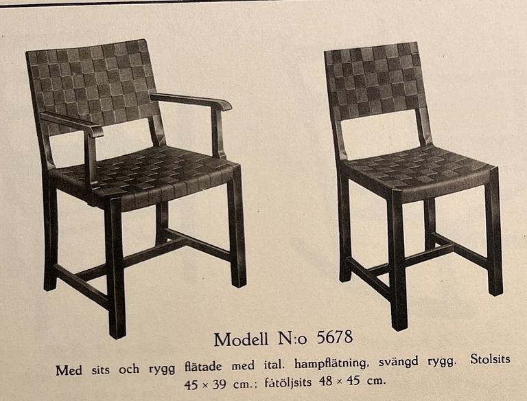 Gemla, karmstolar, ett par, modell "5678", Diö, 1930-tal.