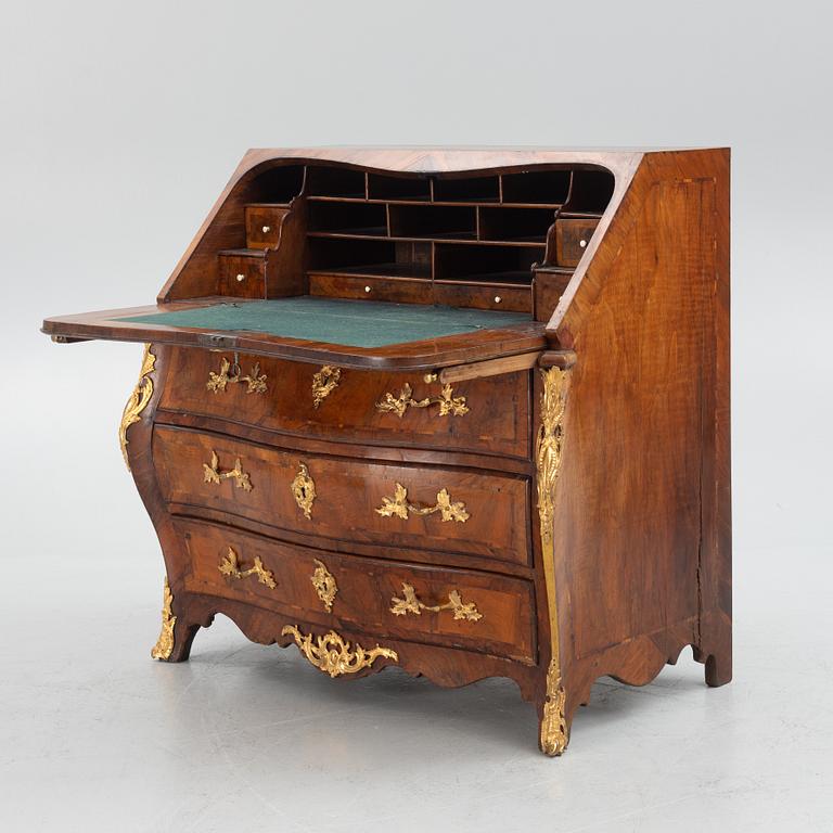 A North-European Louis XV parquetry and ormolu-mounted secretaire, mid 18th century.