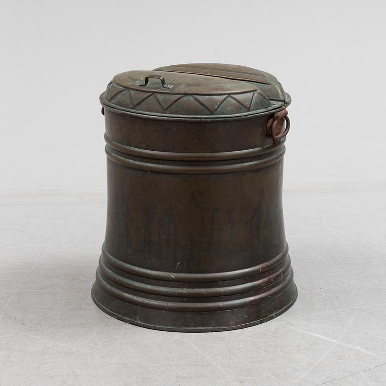 A copper water barrel, 19th century.