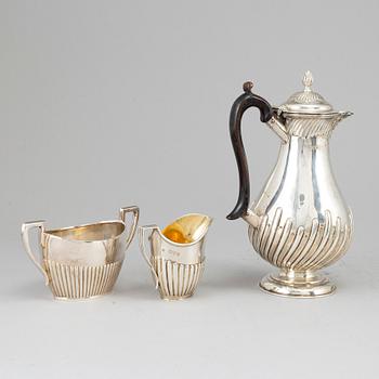 KAFFESERVIS, 3 delar, silver, 1893-1926.