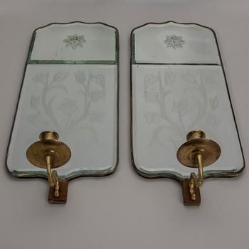 SPEGELLAMPETTER, ett par, rokokostil, omkring 1900.