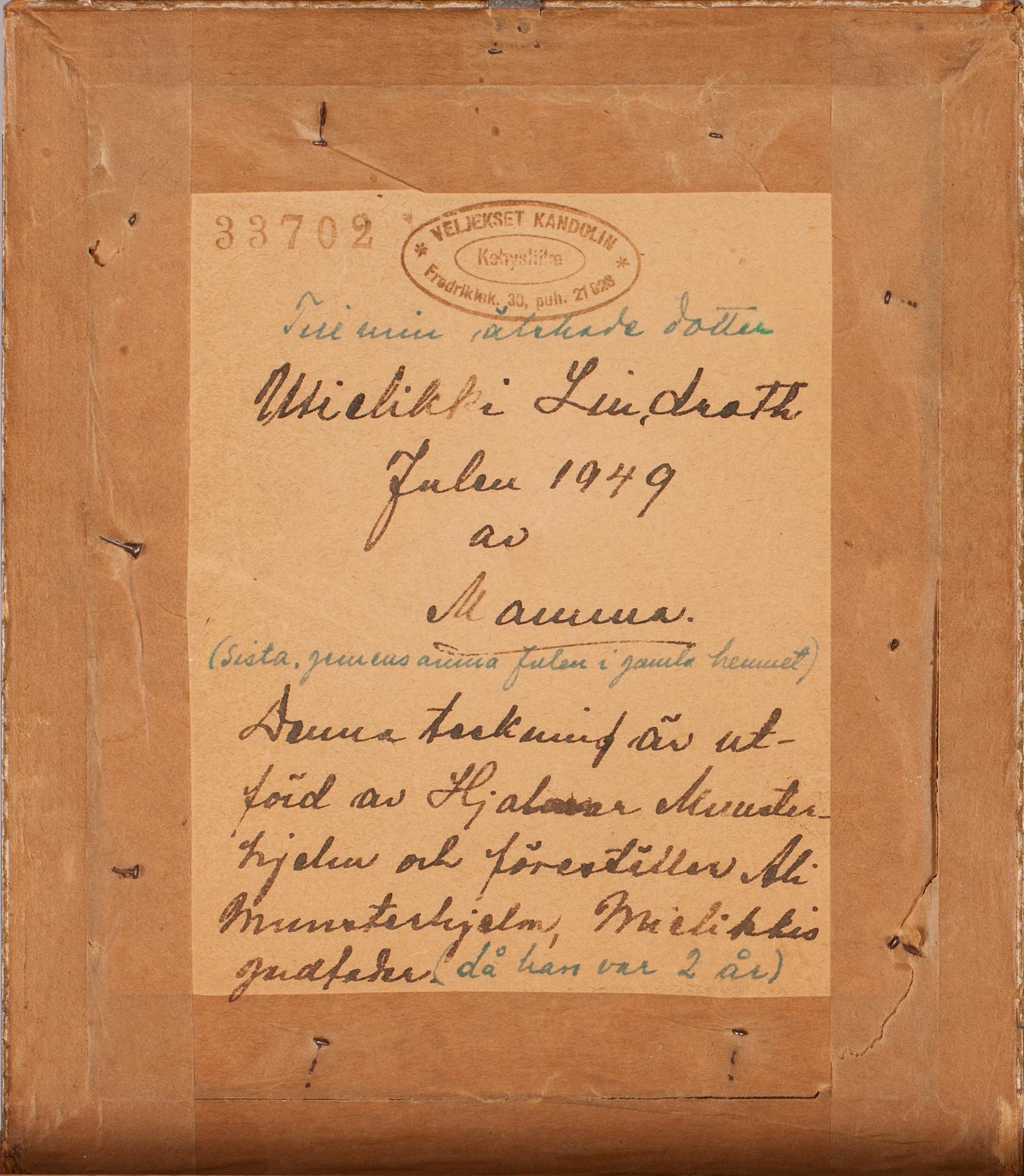 HJALMAR MUNSTERHJELM, teckning, signerad, intygas a tergo.