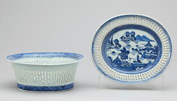 GALLERSKÅL MED FAT, porslin, Kina, 1800-tal.