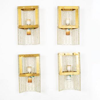 Carl Fagerlund, vägglampor, 4 st, Orrefors, 1900-talets andra hälft.