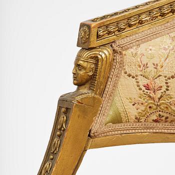 A pair of late Gustavian open armchairs attributed to E. Ståhl (master in Stockholm 1794-1820).