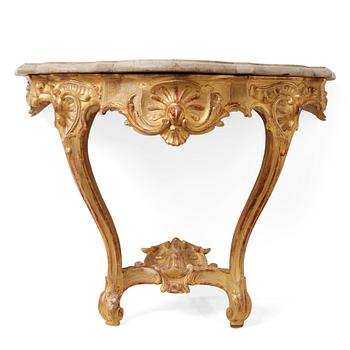 22. A Swedish Rococo mid 18th century console table.