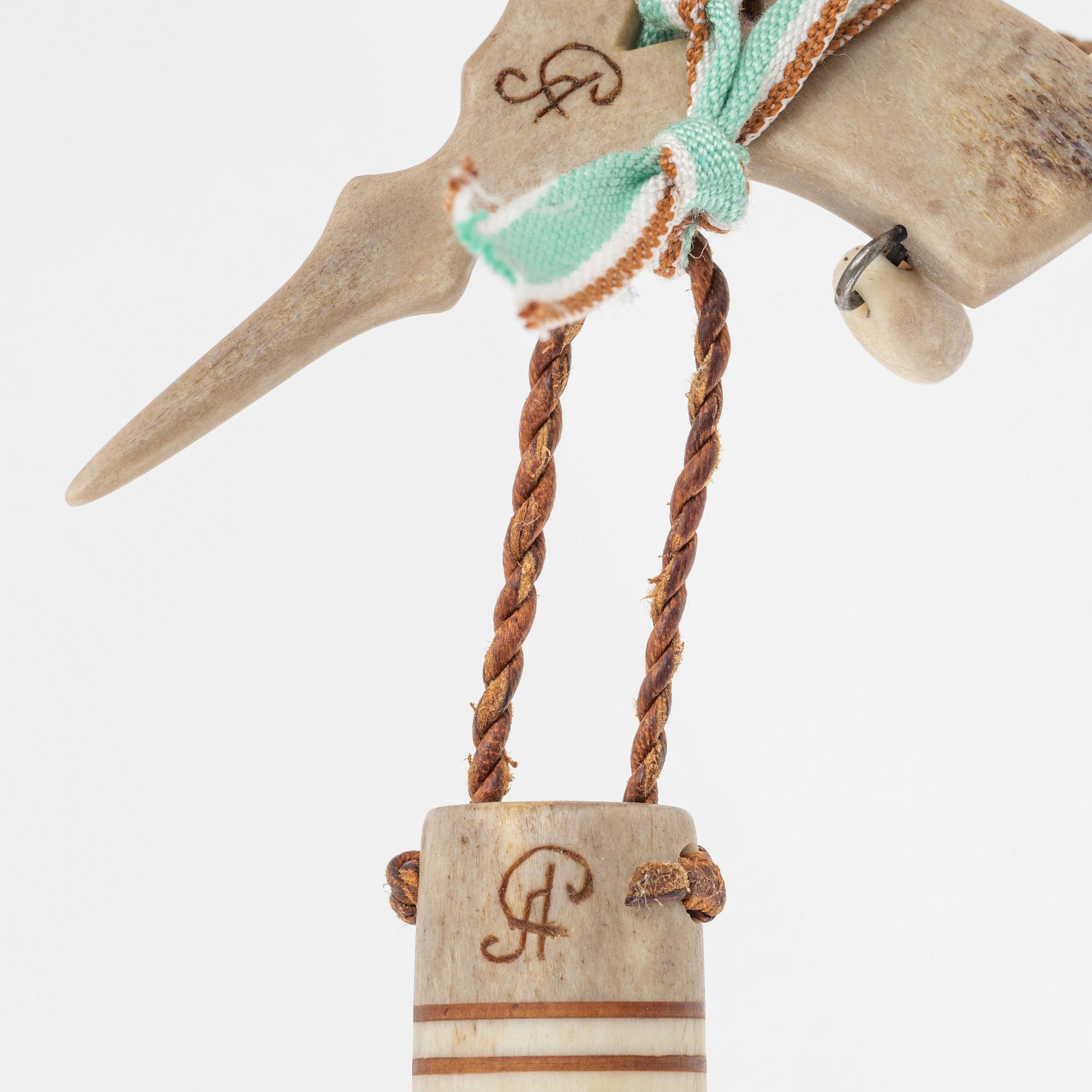 Andreas Poggats, birch cermonial drum, signed and dated 1976.