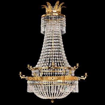 53. A Swedish 19th Century thirteen-light chandelier.